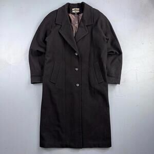 Out Brook Women's Size 12 Black Button Up Coat Wool Long Classy VTG 80s 90s